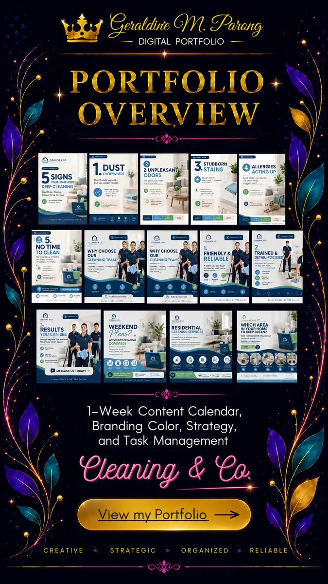 Cleaning and Co content calendar and carousel design series