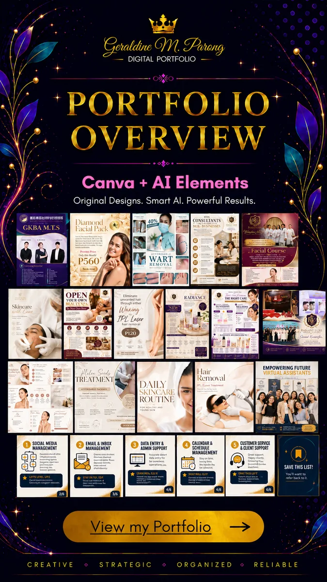 Canva and AI-enhanced social media design portfolio by Geraldine VA