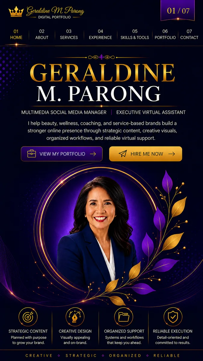 Geraldine VA digital portfolio website design